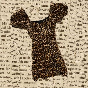 ZARA Puff Sleeve Ruched Leopard Print Mini Dress🐆🤎